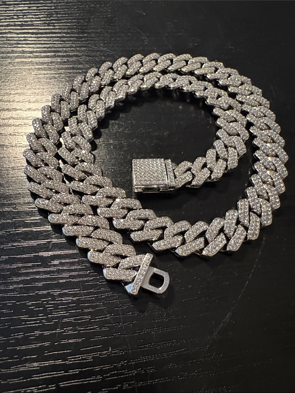 22 inch silver moissanite chain